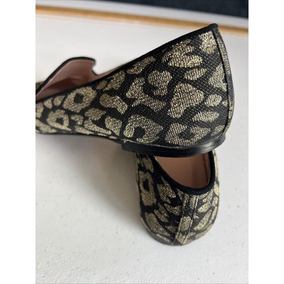 J. Crew Metallic Leopard animal Smoking Slippers Loafers Flat Size 9.5 Shoes - Picture 3 of 8